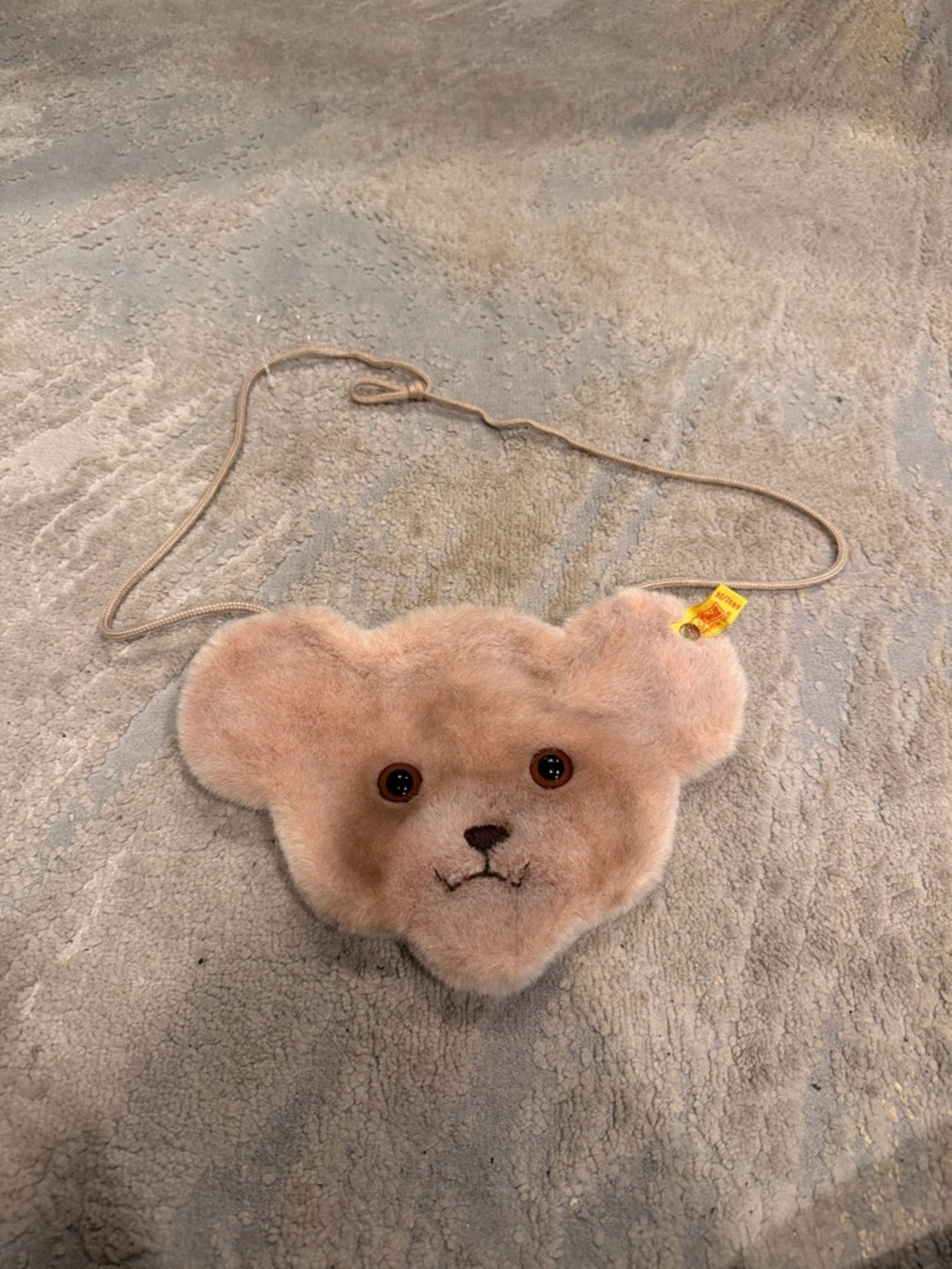 Steiff Plush Teddy Head Childs Purse Shoulder Strap Vintage Great Condition
